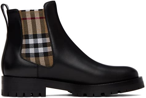 burberry allostock check chelsea boots|Check Panel Leather Chelsea Boots in Black .